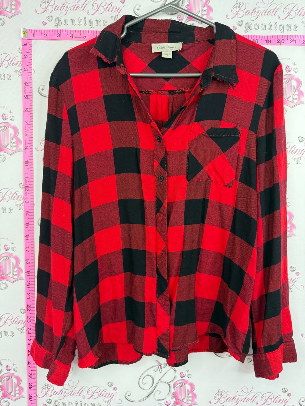 Charlie Paige Red & Black Plaid Button-Up Shirt
